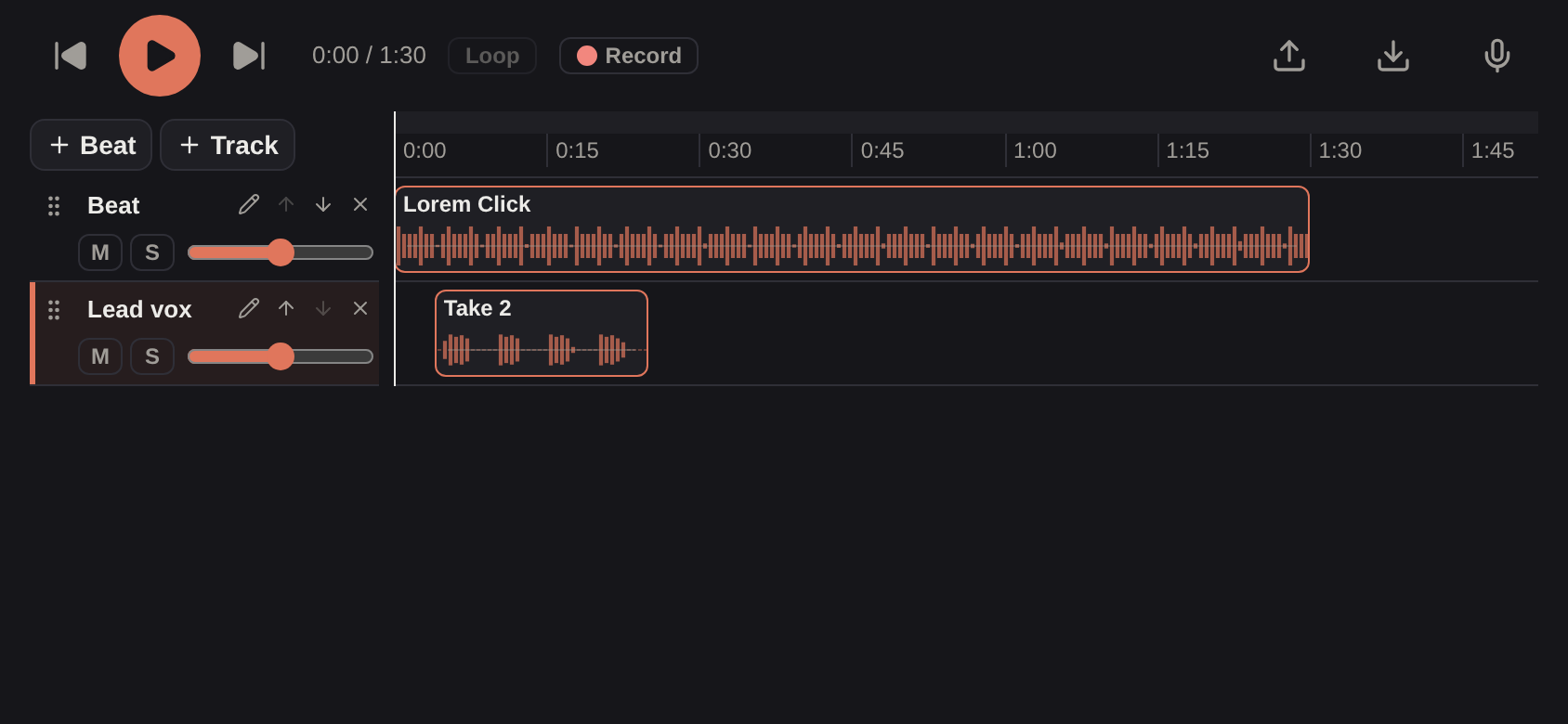 A song's timeline filling a phone held sideways